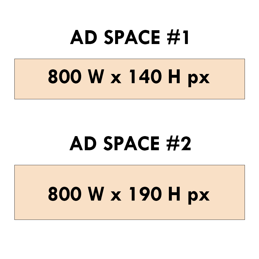 Photo depicting the size of each add space listed in the description