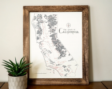 image of California Hand-Drawn Map Print